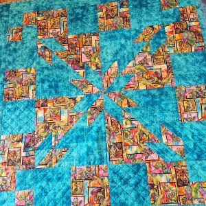 Jigsaw Quilt Teal +Rainbow